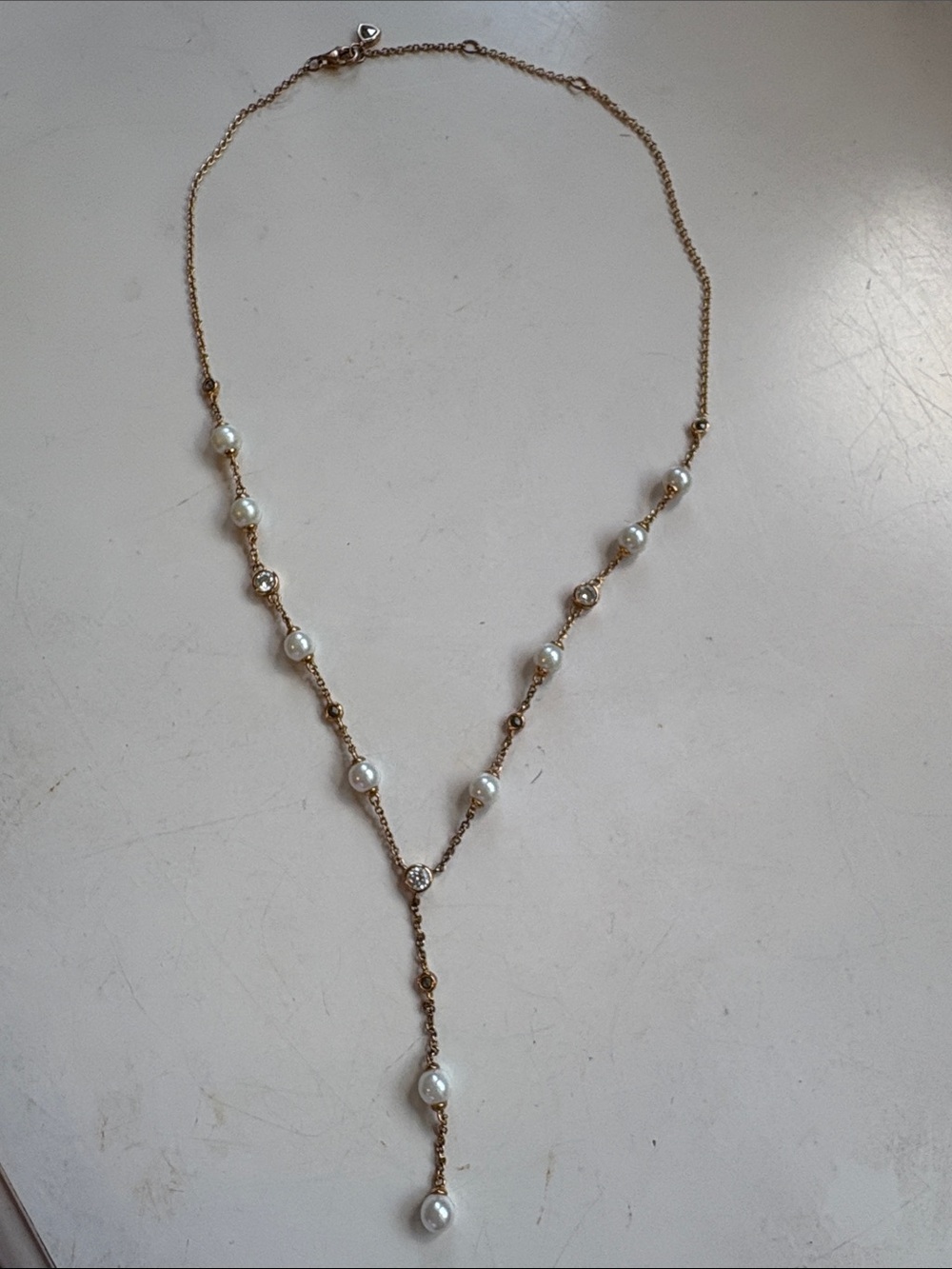 Rare Judith Jack Pearl Drop Y-Necklace in Gold Vermeil over Sterling Silver